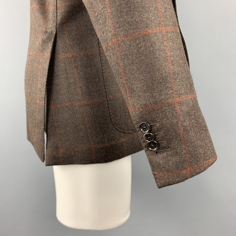 CARUSO 40 R Brown Wool / Silk / Cashmere Notch Lapel Sport Coat