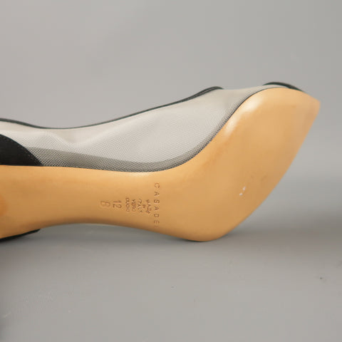 CASADEI Size 12 Black Mesh & Suede Pointed Pumps