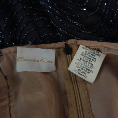 CASSANDRA STONE Size 8 Navy Beaded Silk Chiffon Evening Gown