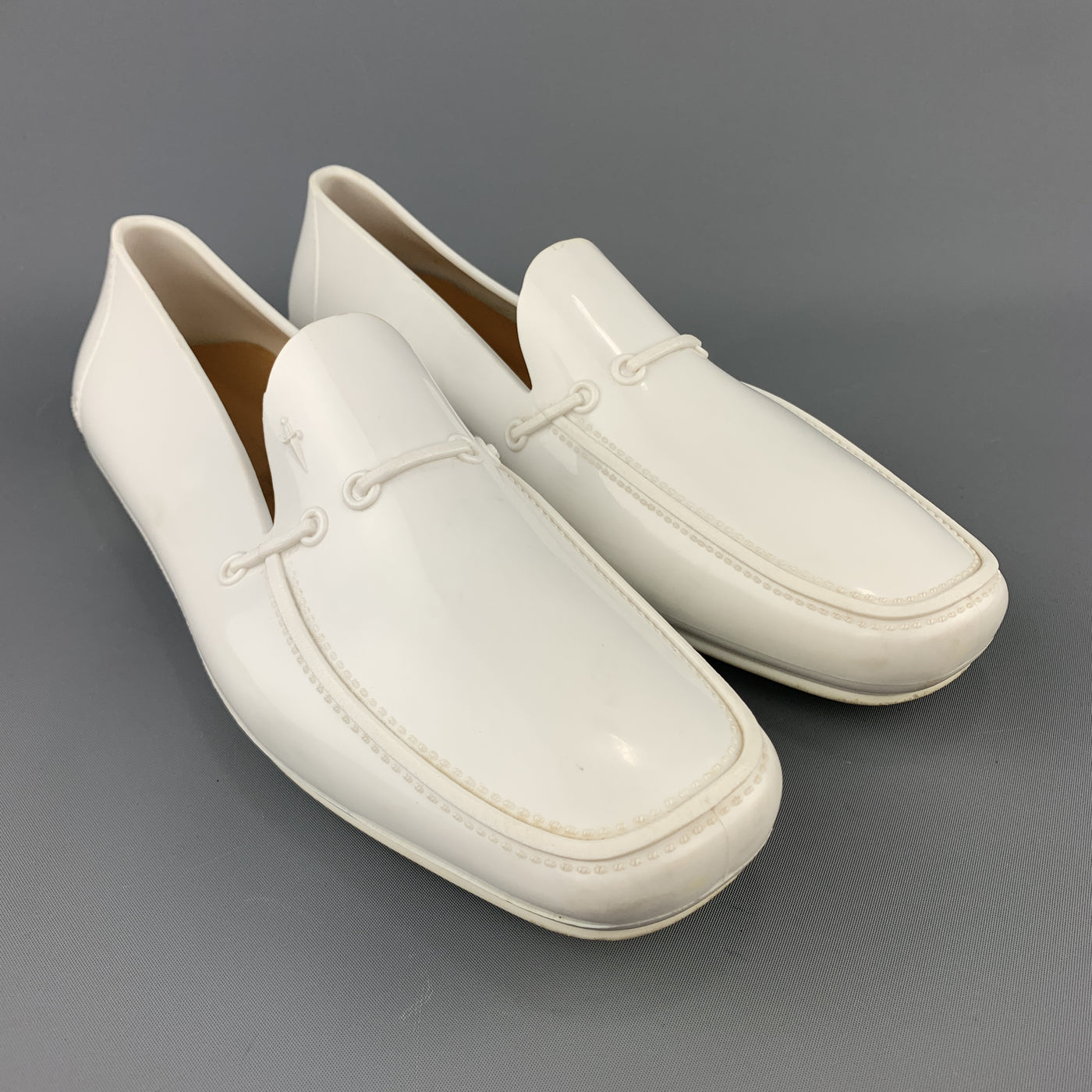 CESARE PACIOTTI Size 10 White Rubber Slip On Loafers