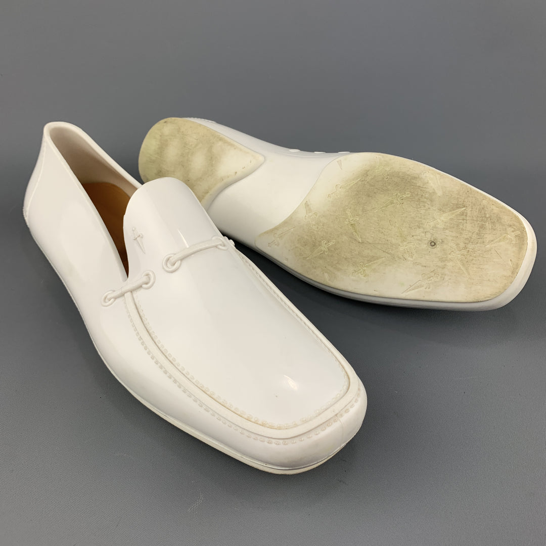 CESARE PACIOTTI Size 10 White Rubber Slip On Loafers