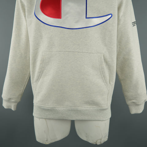 CHAMPION for SUPREME Talla L Sudadera con capucha de algodón gris claro jaspeado