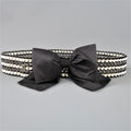 CHANEL Autumn 2006 Black & Cream Woven Silk Ribbon & Chain Bow Belt CHANEL