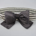 CHANEL Autumn 2006 Black & Cream Woven Silk Ribbon & Chain Bow Belt CHANEL