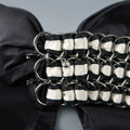 CHANEL Autumn 2006 Black & Cream Woven Silk Ribbon & Chain Bow Belt CHANEL
