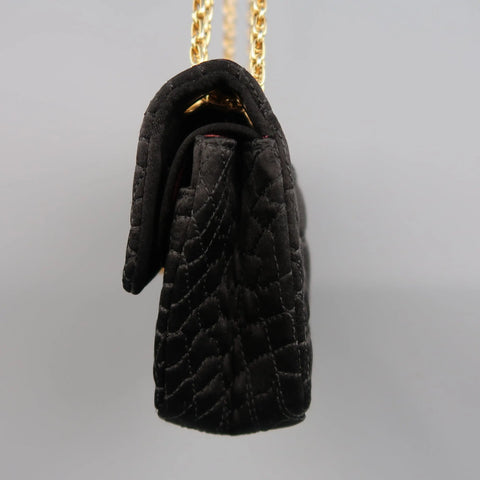 CHANEL Black Alligator Quilted Silk Gold Chain Reissue Shoulder Bag CHANEL