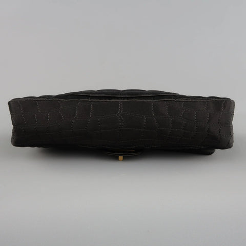 CHANEL Black Alligator Quilted Silk Gold Chain Reissue Shoulder Bag CHANEL