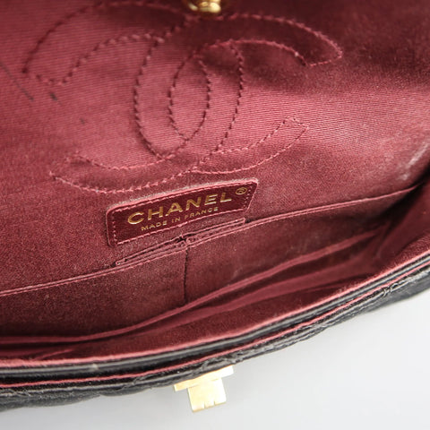 CHANEL Black Alligator Quilted Silk Gold Chain Reissue Shoulder Bag CHANEL