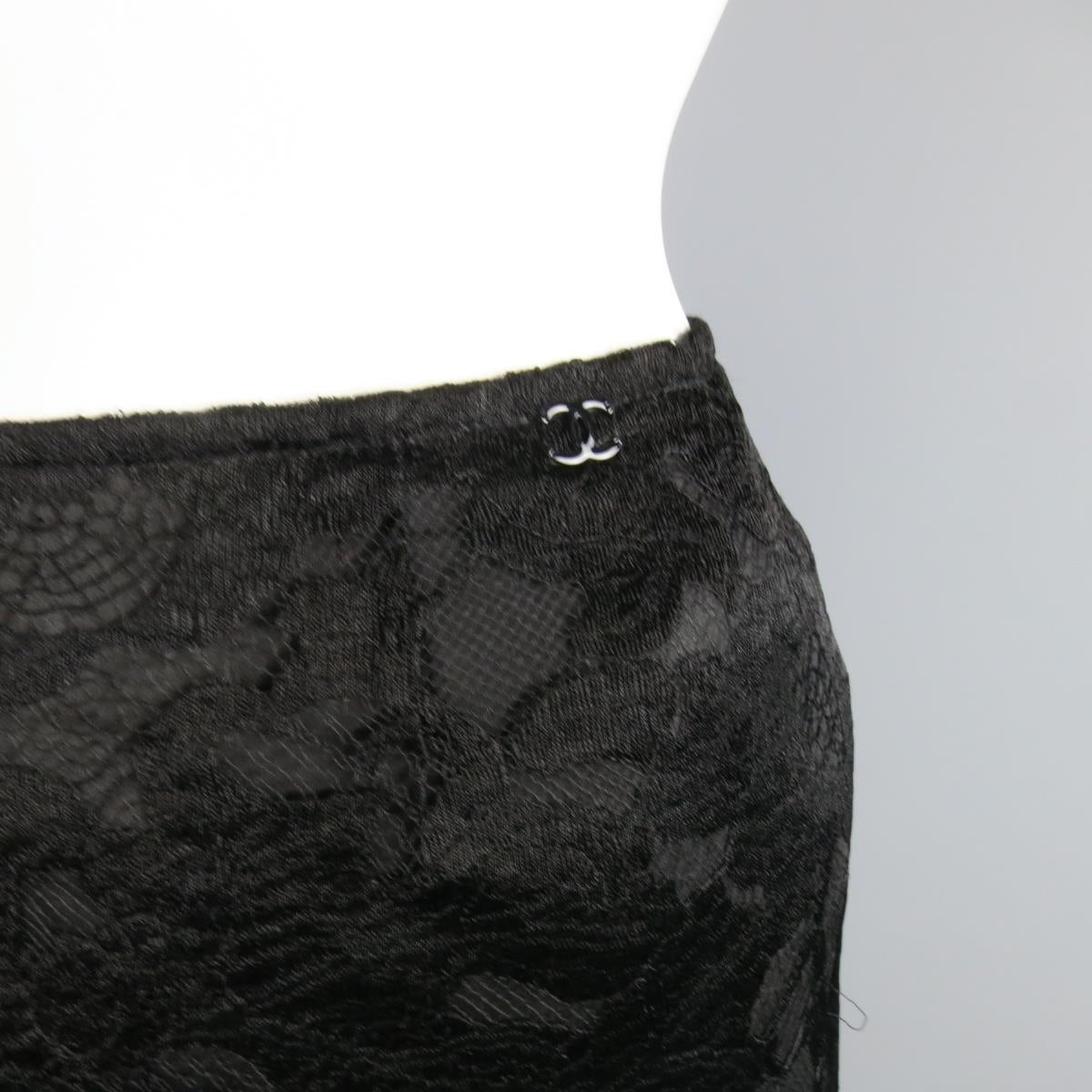 CHANEL Fall 2006 Size 8 Black Viscose / Silk  Lace Extreme Wide Leg Dress Pants