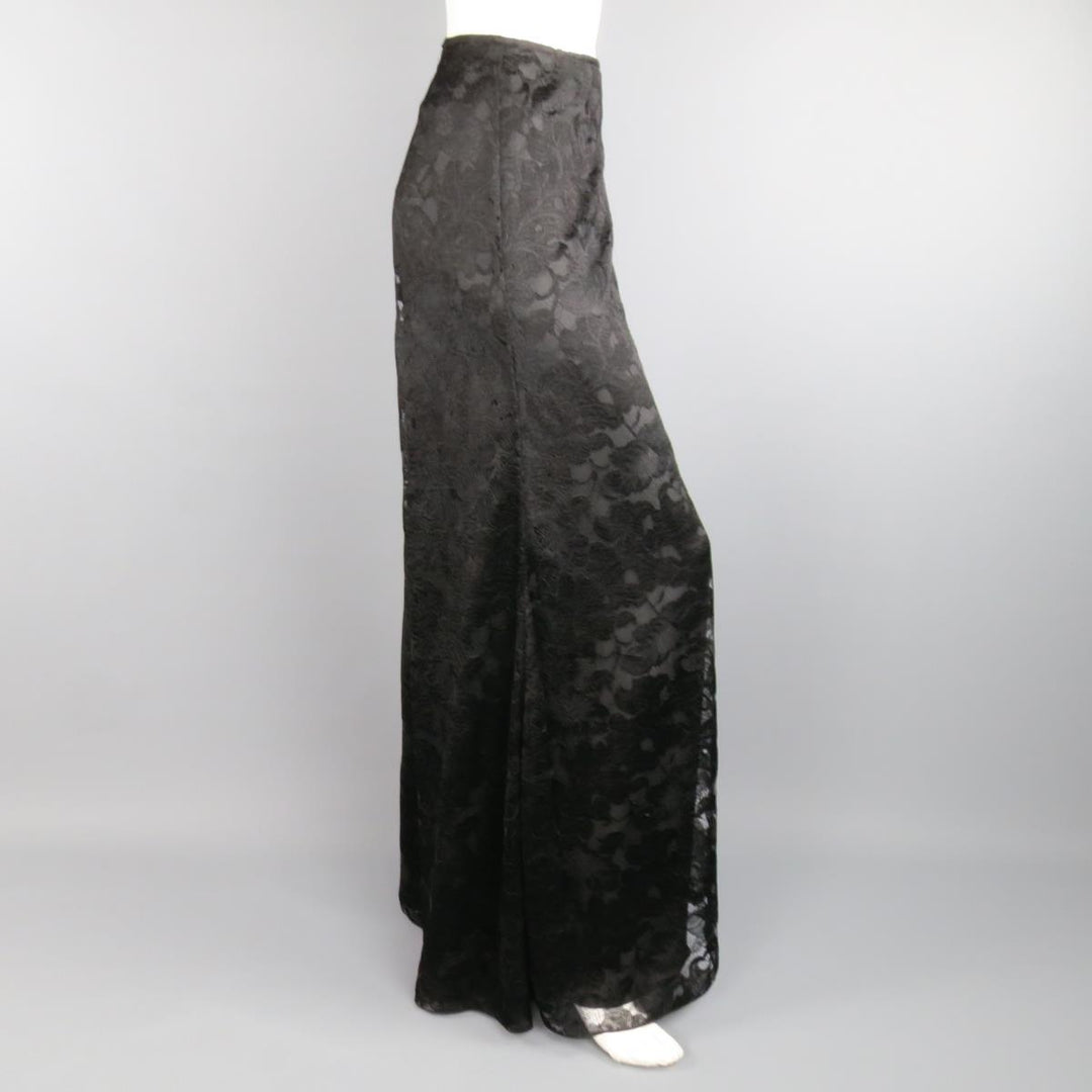 CHANEL Fall 2006 Size 8 Black Viscose / Silk Lace Extreme Wide Leg