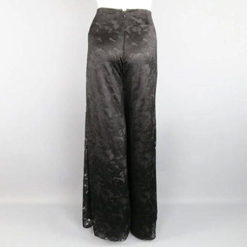 CHANEL Fall 2006 Size 8 Black Viscose / Silk  Lace Extreme Wide Leg Dress Pants CHANEL