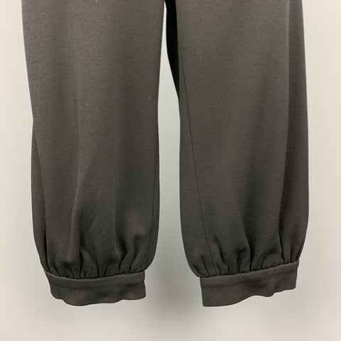 CHANEL Talla 10 Pantalones capri fruncidos de pierna ancha de mezcla modal negro