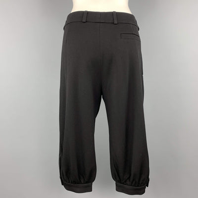 CHANEL Size 10 Black Modal Blend Wide Leg Ruched Capri Pants