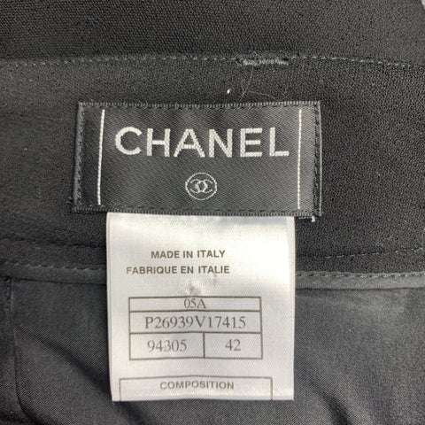 CHANEL Talla 10 Pantalones capri fruncidos de pierna ancha de mezcla modal negro