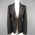CHANEL Size 10 Black Sparkle Twill Satin Peak Lapel Tuxedo Jacket CHANEL