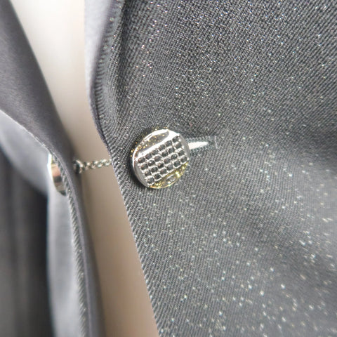 CHANEL Size 10 Black Sparkle Twill Satin Peak Lapel Tuxedo Jacket CHANEL