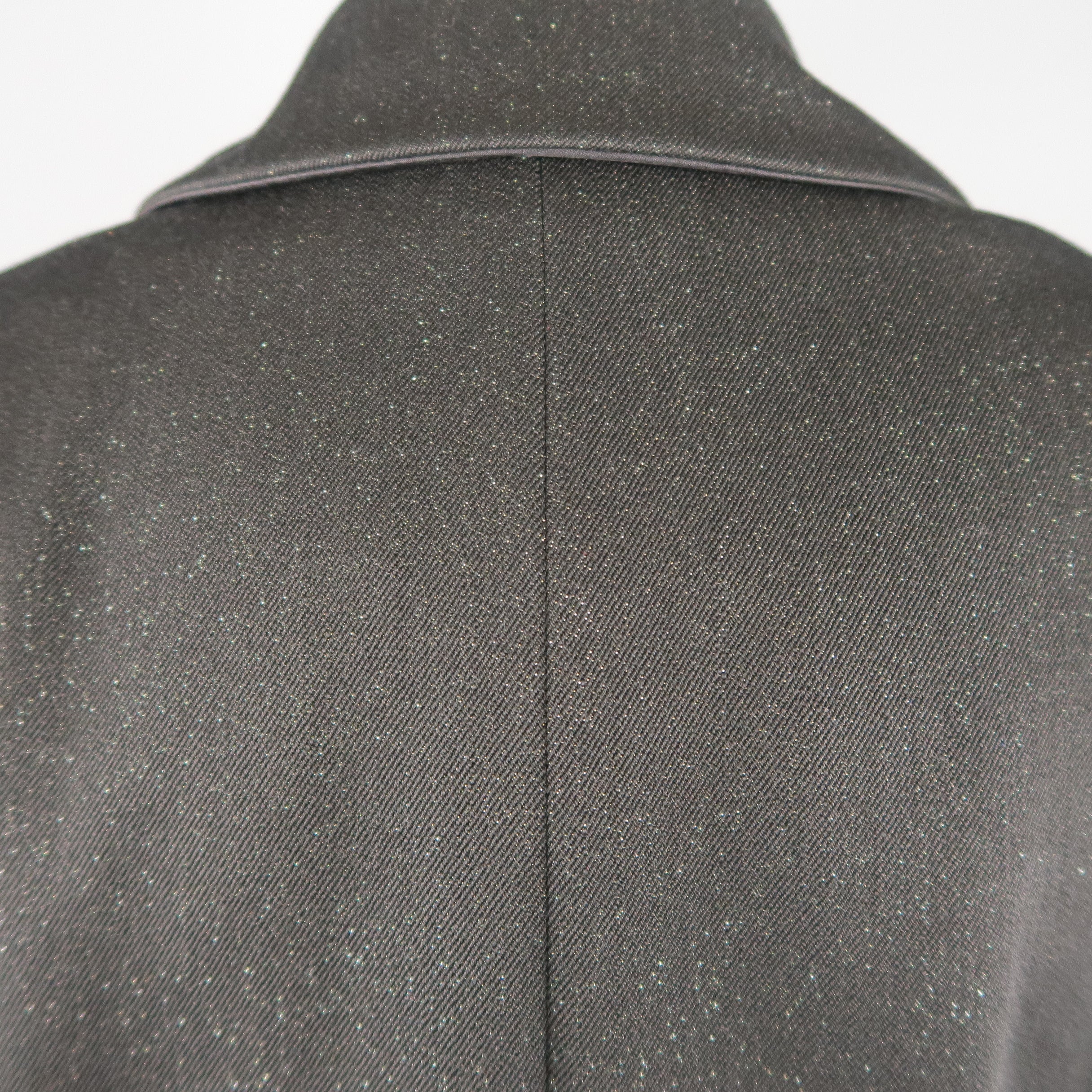 シャネル　ツーピース　No.10 CHANEL Size 10 Black Sparkle Twill Satin Peak Lapel Tuxedo