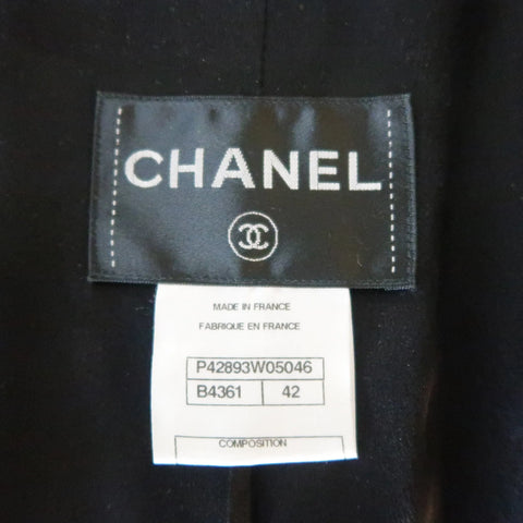 CHANEL Size 10 Black Sparkle Twill Satin Peak Lapel Tuxedo Jacket CHANEL