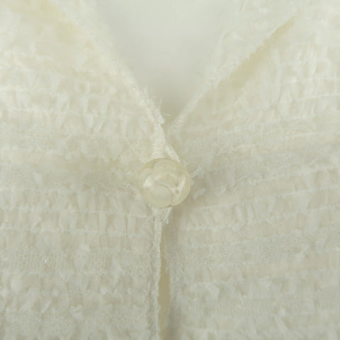 CHANEL Size 6 Cream Textured Silk Blend Drawstring Waist Jacket CHANEL