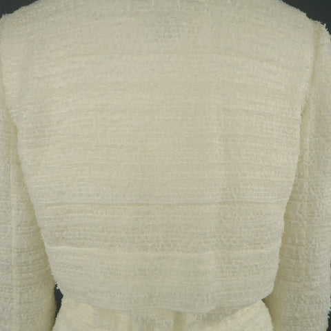 CHANEL Size 6 Cream Textured Silk Blend Drawstring Waist Jacket CHANEL