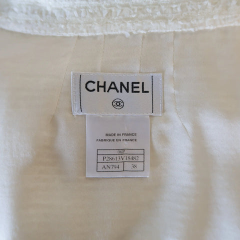 CHANEL Size 6 Cream Textured Silk Blend Drawstring Waist Jacket CHANEL