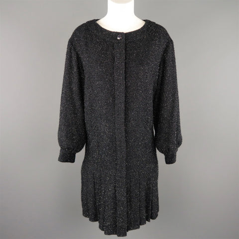 CHANEL F/W 2013 Size 8 Navy Glitter Knit Drop Waist Dress CHANEL