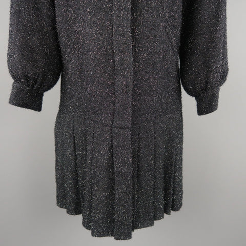 CHANEL F/W 2013 Size 8 Navy Glitter Knit Drop Waist Dress CHANEL