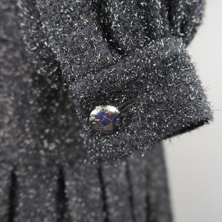 CHANEL F/W 2013 Size 8 Navy Glitter Knit Drop Waist Dress