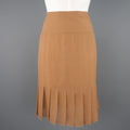 CHANEL Size 8 Tan Silk Chiffon Pleated Pencil Skirt CHANEL