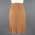 CHANEL Size 8 Tan Silk Chiffon Pleated Pencil Skirt CHANEL