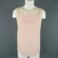 CHANEL Size M Pink & Cream Sleeveless Collar Silk Blouse CHANEL