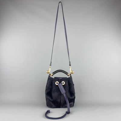 CHLOE Navy Pony Hair GALA Bucket Handbag