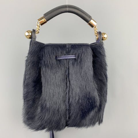 CHLOE Navy Pony Hair GALA Bucket Handbag
