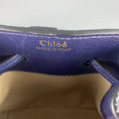 CHLOE Navy Pony Hair GALA Bucket Handbag
