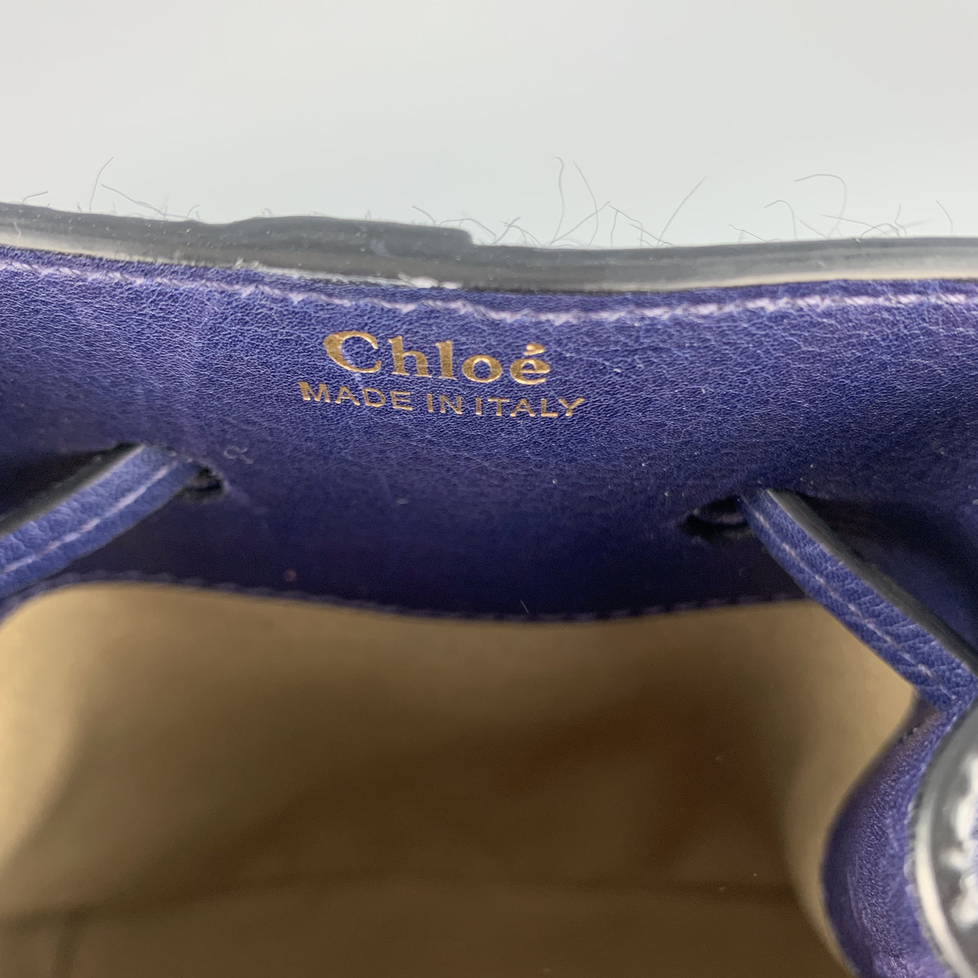CHLOE Navy Pony Hair GALA Bucket Handbag