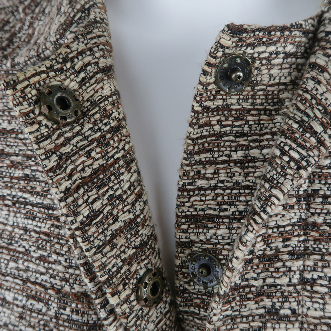 CHLOE Size 10 Beige Tweed Collared Hidden Snap Closure Jacket
