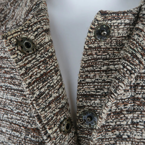 CHLOE Size 10 Beige Tweed Collared Hidden Snap Closure Jacket CHLOE