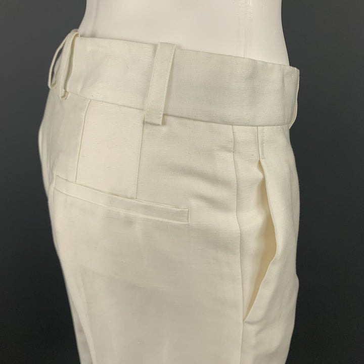 CHLOE Size 2 Cream Silk Pleated Shorts