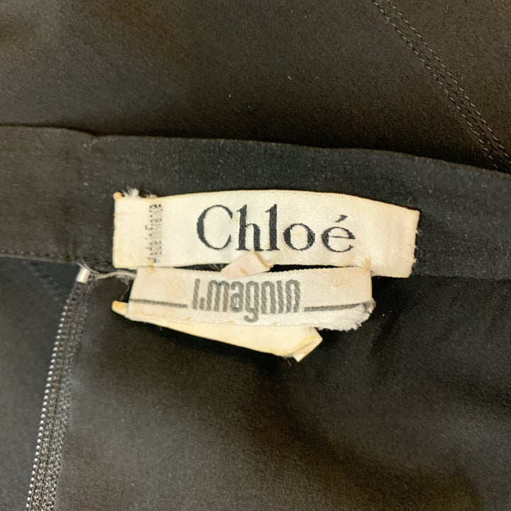 CHLOE Vintage Size 8 Black Pleated Bottom A Line Skirt