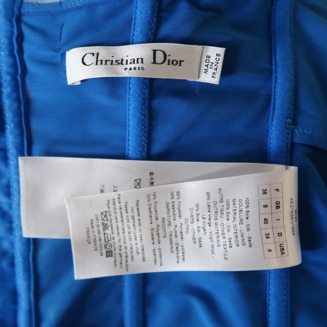 CHRISTIAN DIOR Size 4 Blue & Red Floral Silk Ribbon Bustier Cocktail D Sui Generis Designer Consignment CHRISTIAN DIOR Size 4 Blue & Red Floral Silk Ribbon Bustier Cocktail D Sui Generis Designer Consignment
