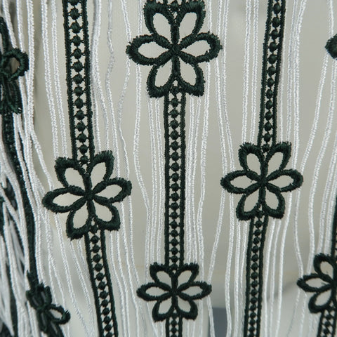 CHRISTIAN DIOR Size XS White & Forest Green Striped Floral Lace Fringe Blouse CHRISTIAN DIOR