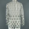 CHRISTIAN DIOR Size XS White & Forest Green Striped Floral Lace Fringe Blouse CHRISTIAN DIOR