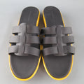 CHRISTOPHER KANE Size 11 Black Leather Yellow Rubber Sole Sandals CHRISTOPHER KANE