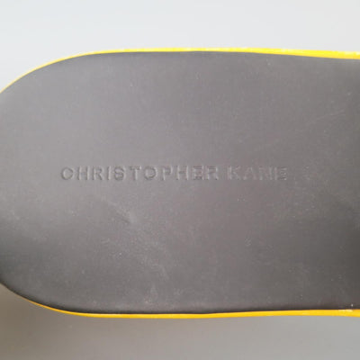CHRISTOPHER KANE Size 11 Black Leather Yellow Rubber Sole Sandals