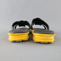 CHRISTOPHER KANE Size 11 Black Leather Yellow Rubber Sole Sandals CHRISTOPHER KANE