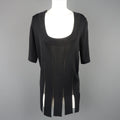 CLAUDE MONTANA Size 10 Black Burnout Stripe Scoop Neck Sweater Dress CLAUDE MONTANA