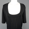 CLAUDE MONTANA Size 10 Black Burnout Stripe Scoop Neck Sweater Dress CLAUDE MONTANA