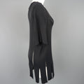 CLAUDE MONTANA Size 10 Black Burnout Stripe Scoop Neck Sweater Dress CLAUDE MONTANA