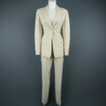 CLAUDE MONTANA Size 8 Beige Peak Lapel Single Button  Pant-Suit CLAUDE MONTANA