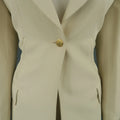CLAUDE MONTANA Size 8 Beige Peak Lapel Single Button  Pant-Suit CLAUDE MONTANA